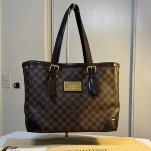 Louis Vuitton Dark Brown Ebene DamierHampstead Checkered Tote Bag
